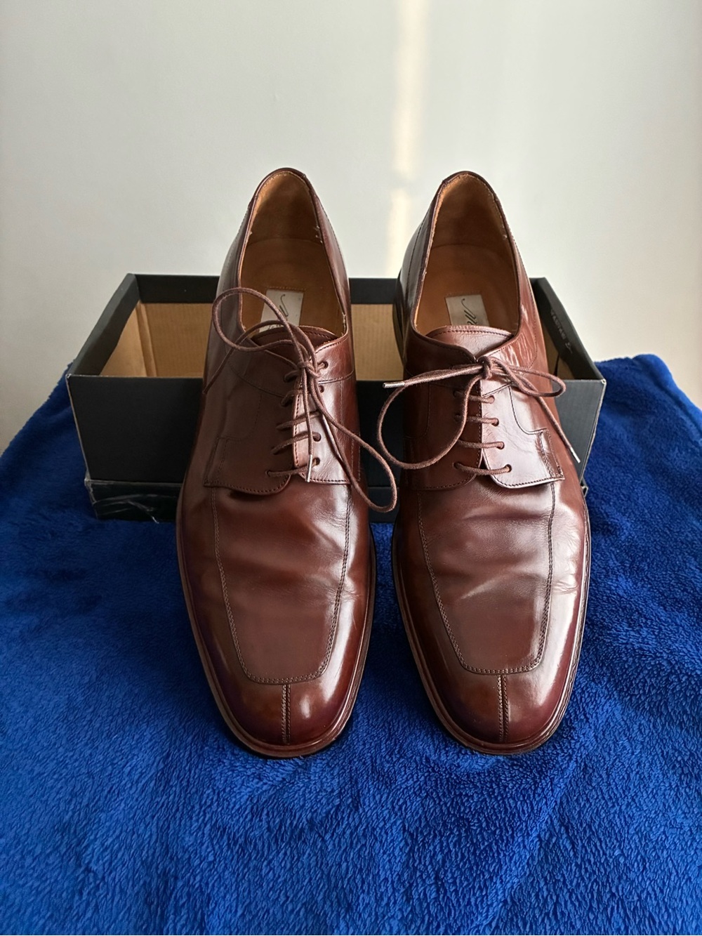 Mezlan Men’s Brown Leather Split-Toe Derby Shoes